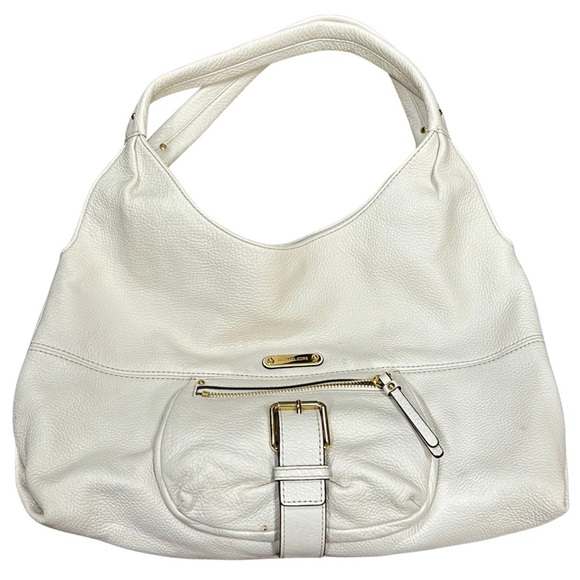 Michael Kors White Pebbled Leather Hobo Shoulder Bag - Picture 1 of 11
